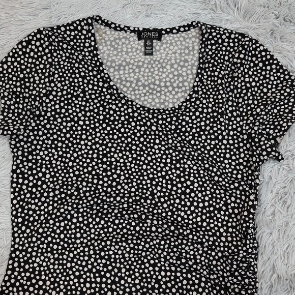 Jones New York Shirt Womens S Black‎ White Blouse Preppy Career Evening Top Soft - Picture 8 of 9